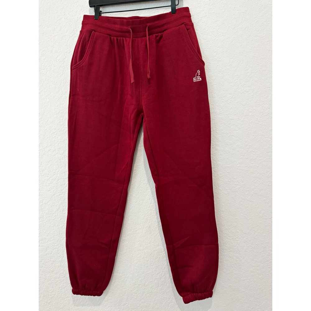 Kangol Men's Maroon Fleece Jogger Pants XL Drawstring Elastic Waist Pockets NWT